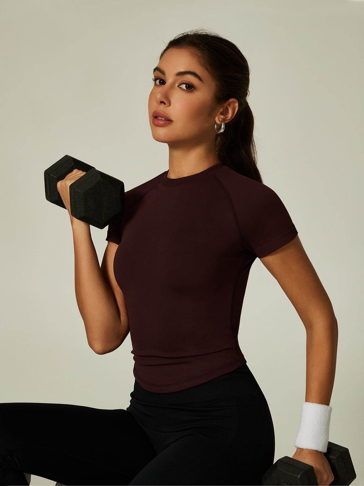 Lila Zen T Lila Zen High Elastic Moisture-Wicking Fit Seamless Waist-Slimming Short-Sleeve Fitness Sports T-Shirt