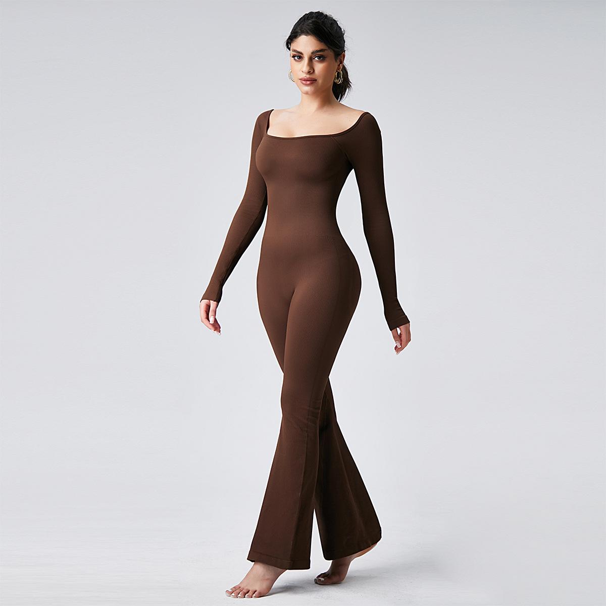 Lila Zen U Lila Zen U-Neck Tummy Control & Butt Lifting Shaping Fitness & Yoga One-Piece Flared Jumpsuit