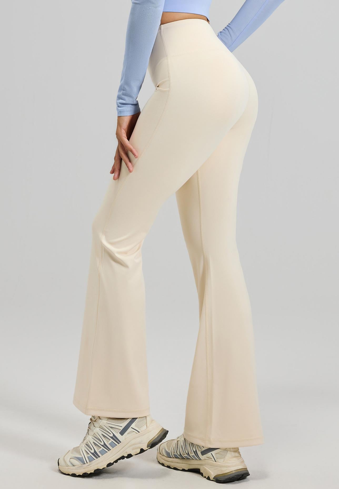 Lila Zen Women's High-Waisted Hip-Lifting Yoga Exercise Flare Pants