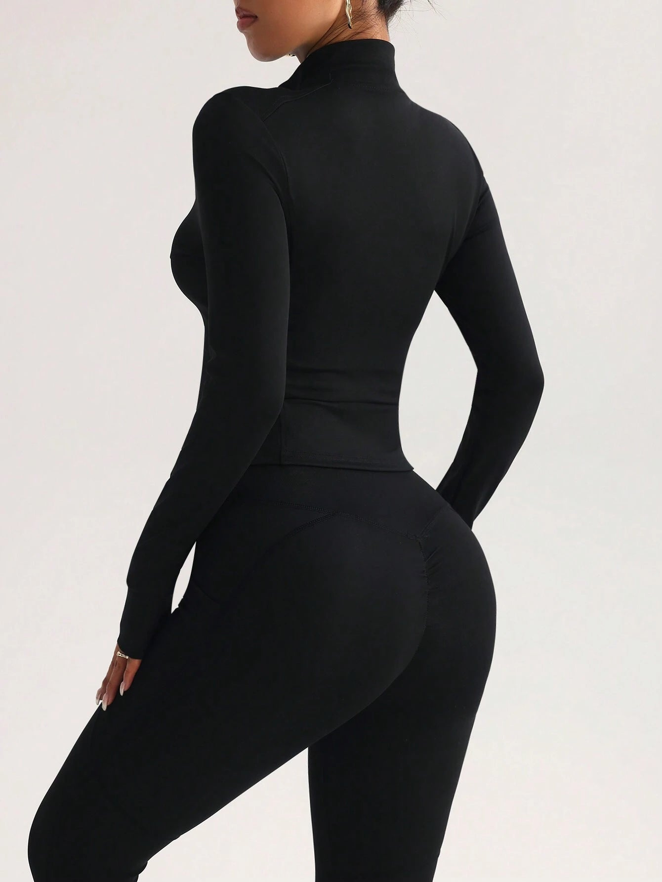 Lila Zen High-End Slim Fit Stand Collar Zipper Solid Color Yoga Sports Jacket