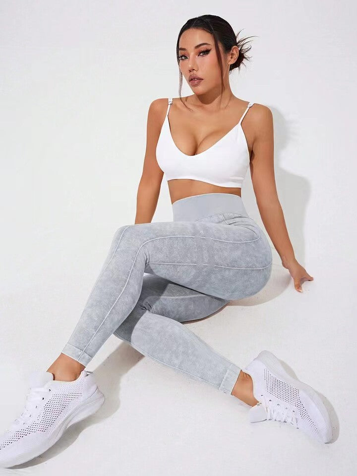 Lila Zen Seamless Ribbed Slim Fit Hip-Lifting Fitness Yoga Exercise Pants