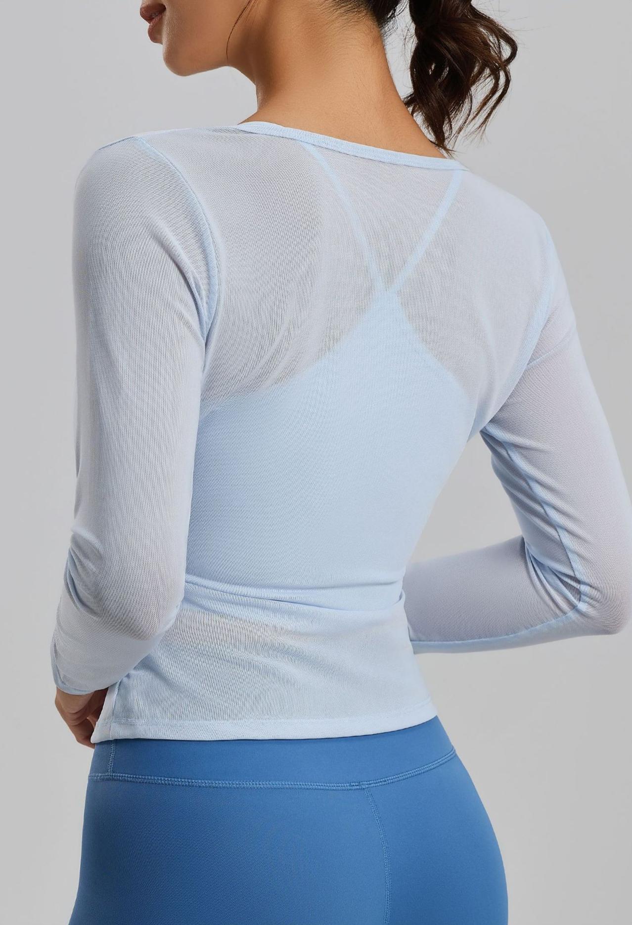 Lila Zen Women's Sheer Mesh Long-Sleeved Camisole Two-Piece Set