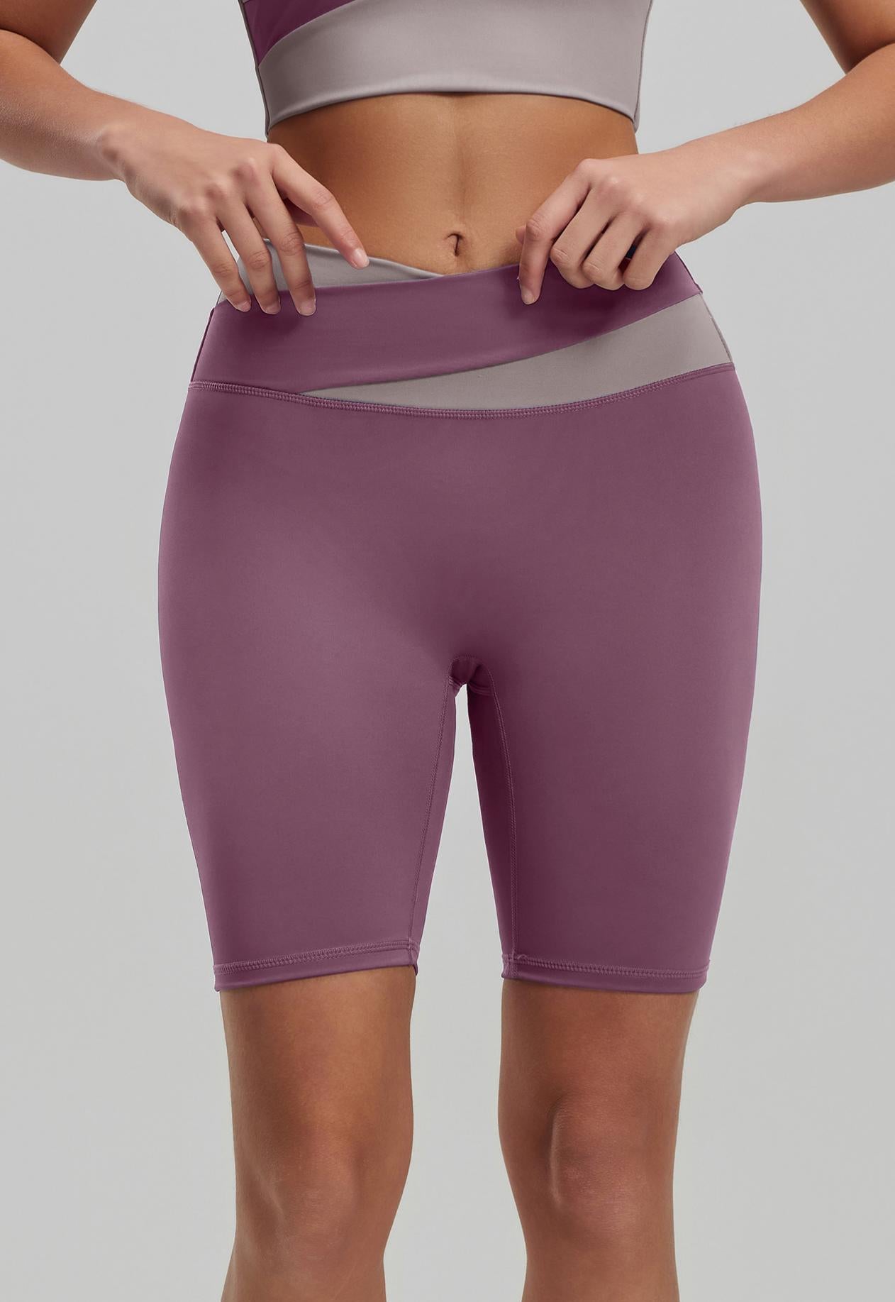 Lila Zen Color Block High-Elasticity Hip-Lifting and Shaping Yoga Shorts