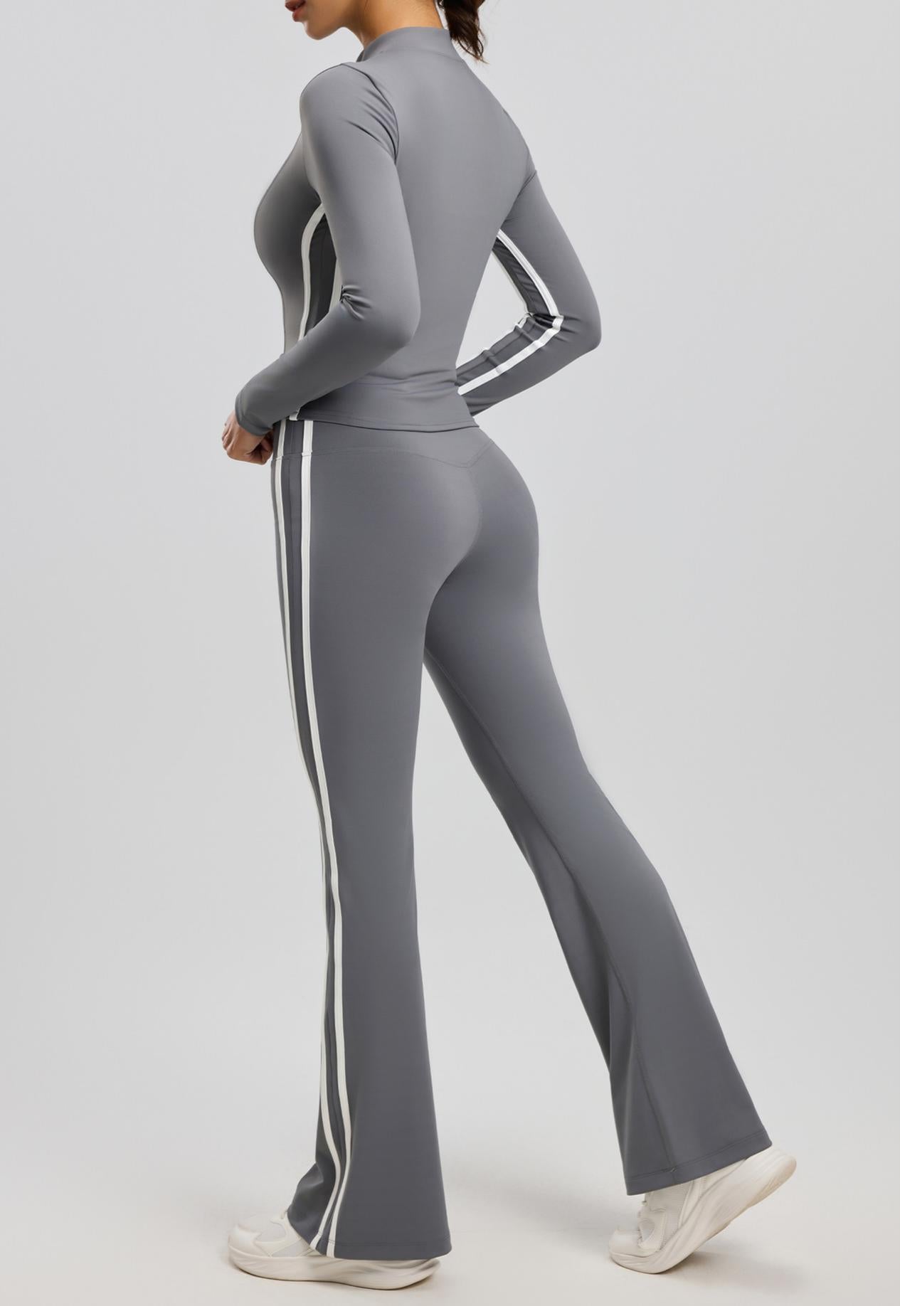 Lila Zen Nude Striped High-Waisted Hip-Lifting Yoga Fitness Set