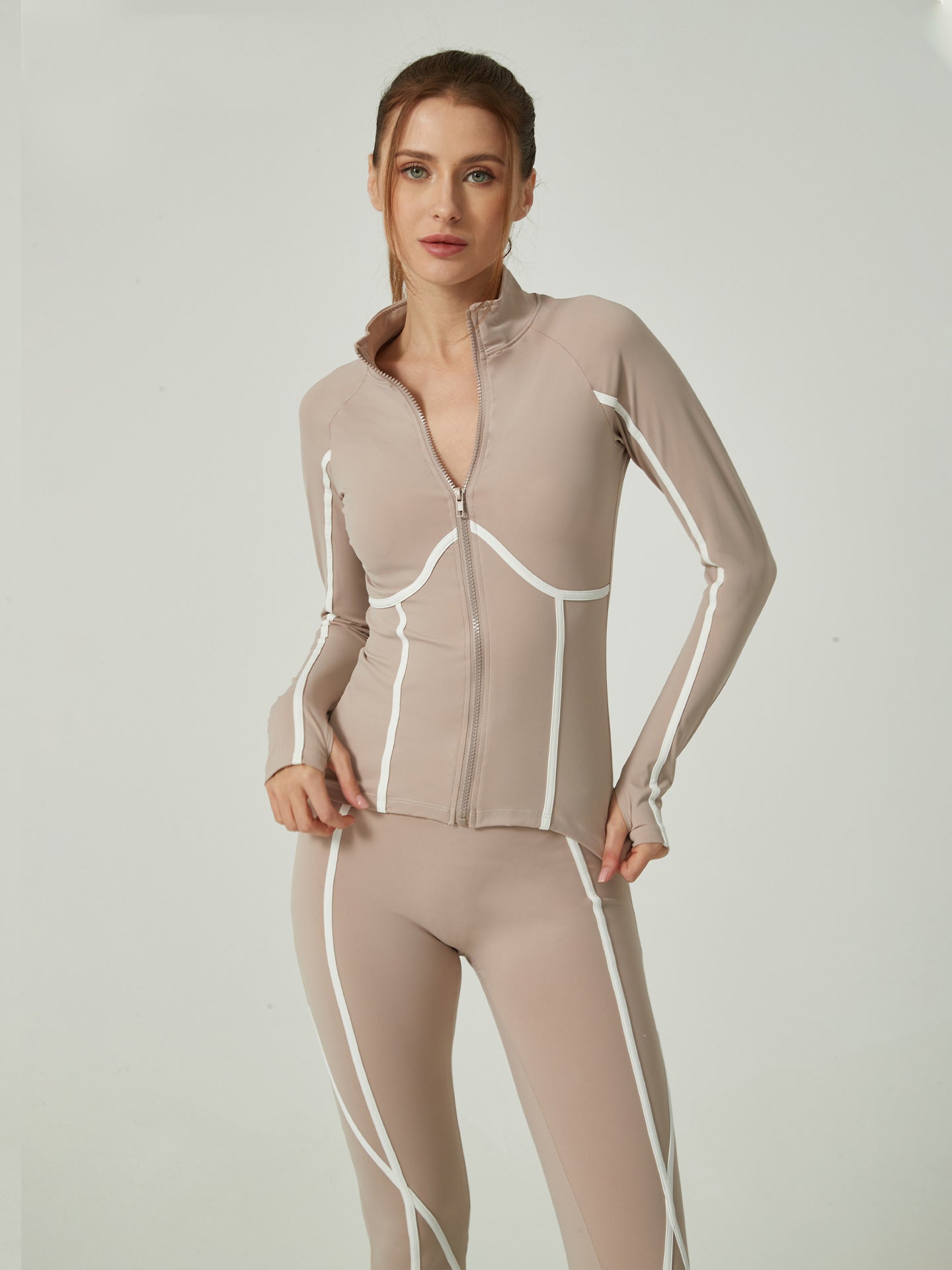 Lila Zen Casual Sporty Color-Blocked High-End Jacket Long-Sleeve Pants Yoga Suit
