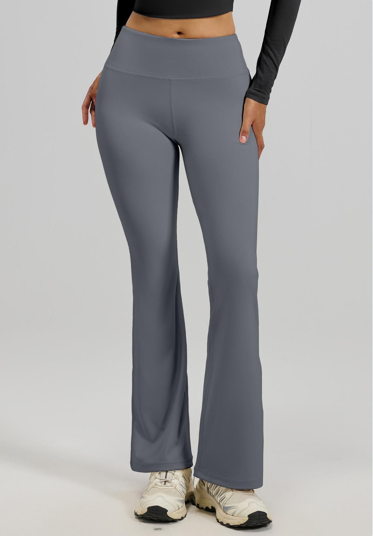 Lila Zen Women's High-Waisted Hip-Lifting Yoga Exercise Flare Pants