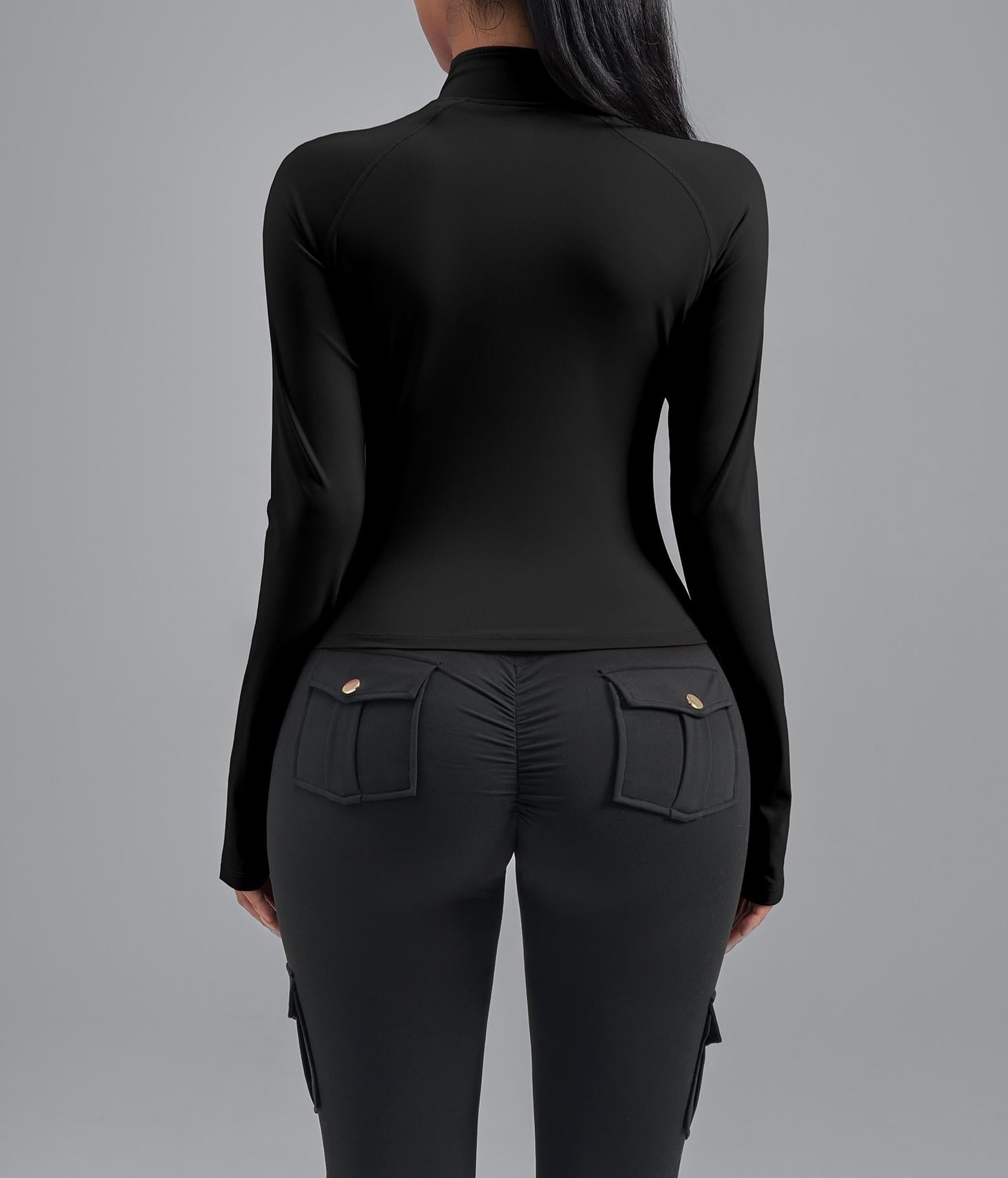 Lila Zen Women's Plus Size Zipper Elastic Fit Bodycon Sports Jacket Yoga Wear