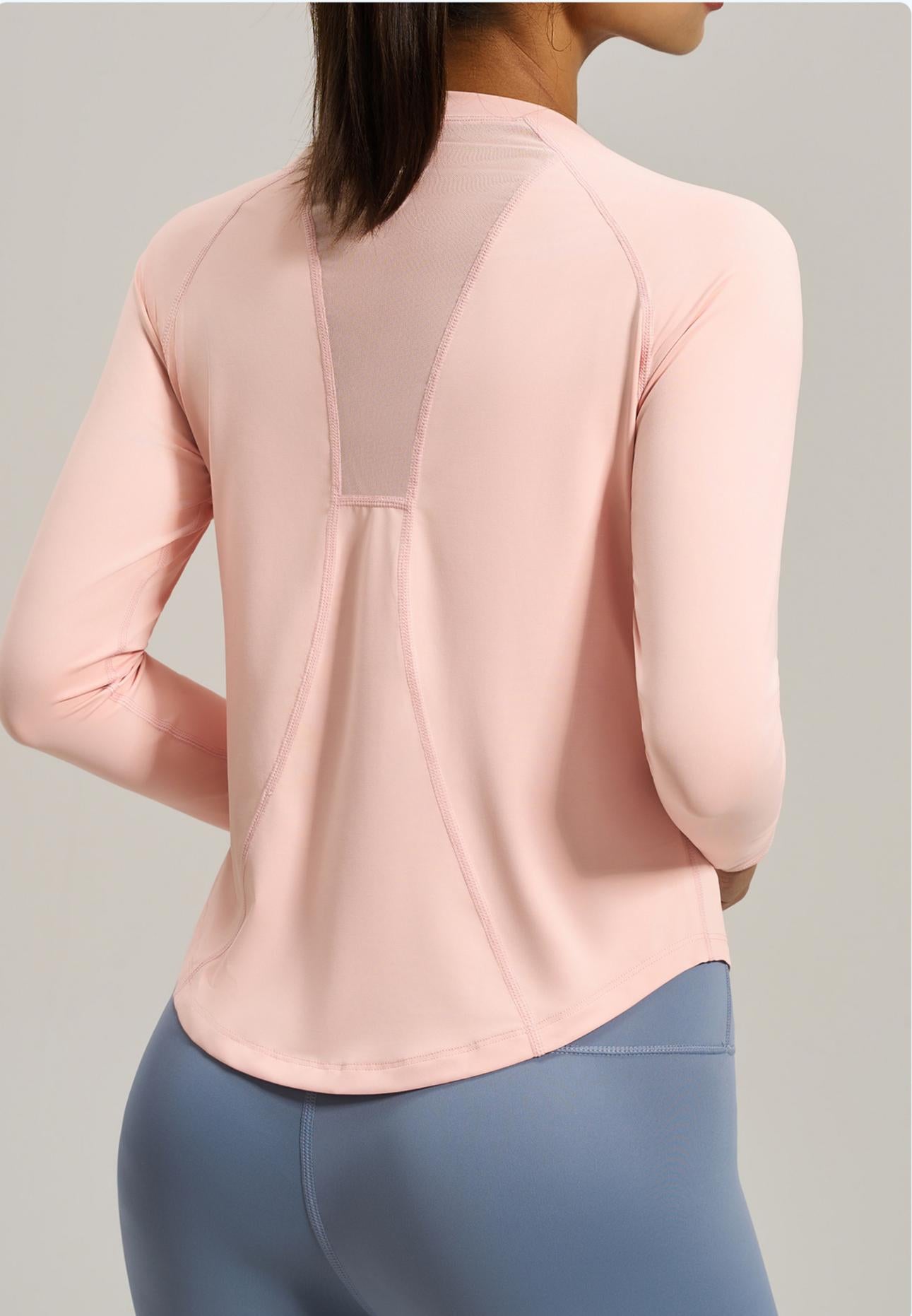 Lila Zen Women's Loose-fitting Mesh Back Long-sleeved Sports T-shirt
