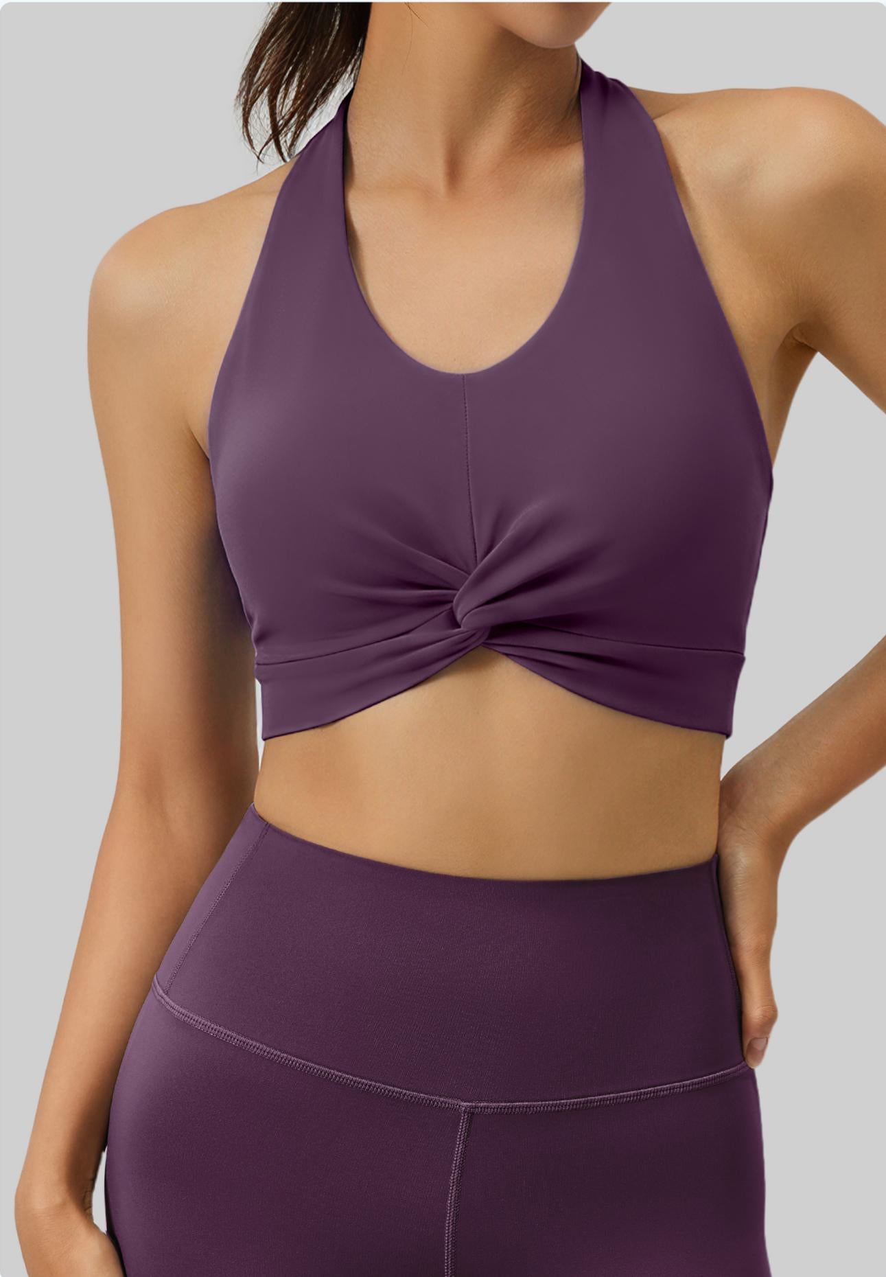 Lila ZenHaltered Satin-Back Sports Bra
