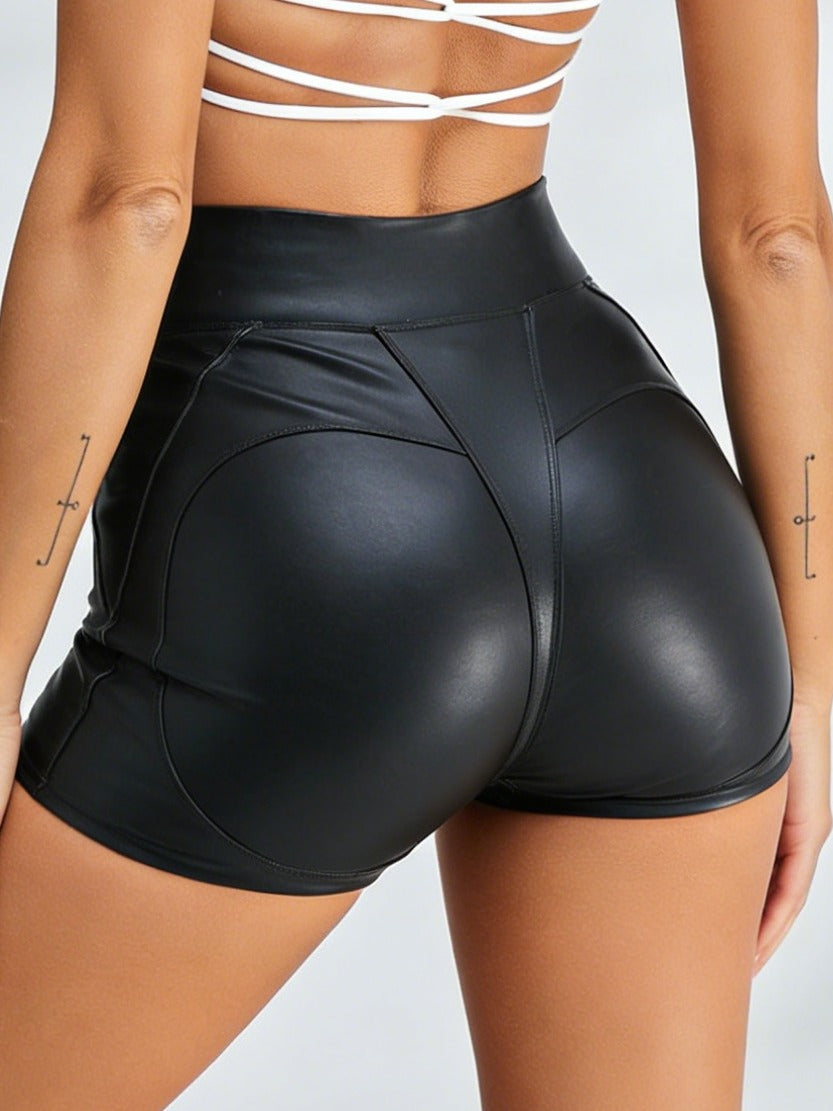 Sexy leather push up lace-up leggings