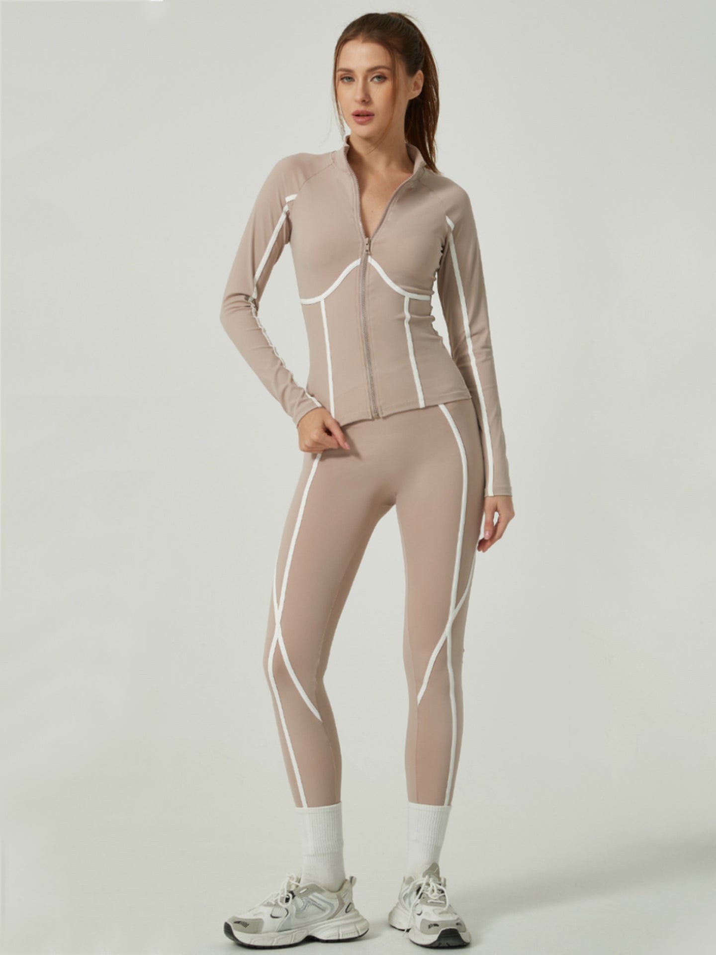 Lila Zen Casual Sporty Color-Blocked High-End Jacket Long-Sleeve Pants Yoga Suit