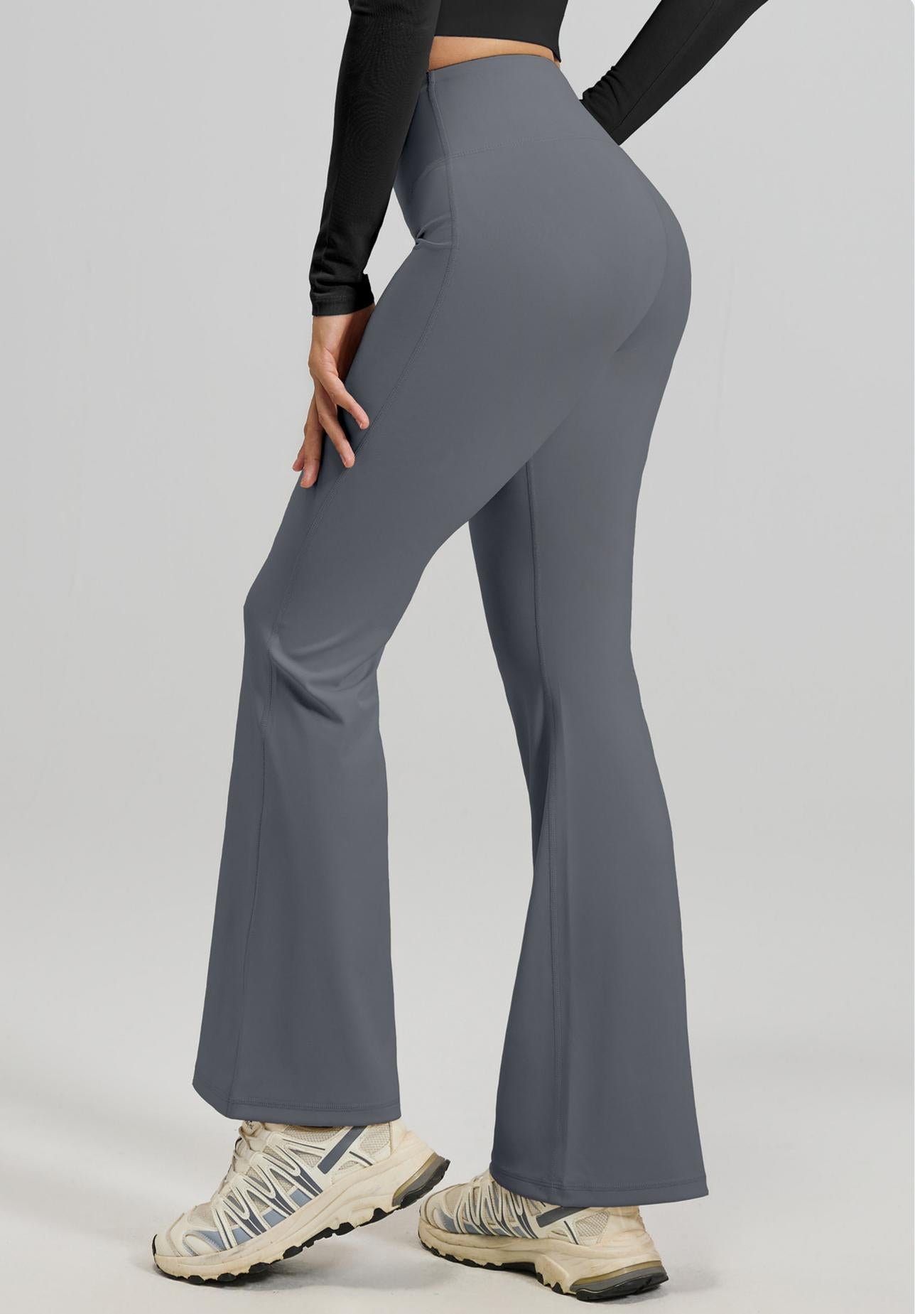 Lila Zen Women's High-Waisted Hip-Lifting Yoga Exercise Flare Pants