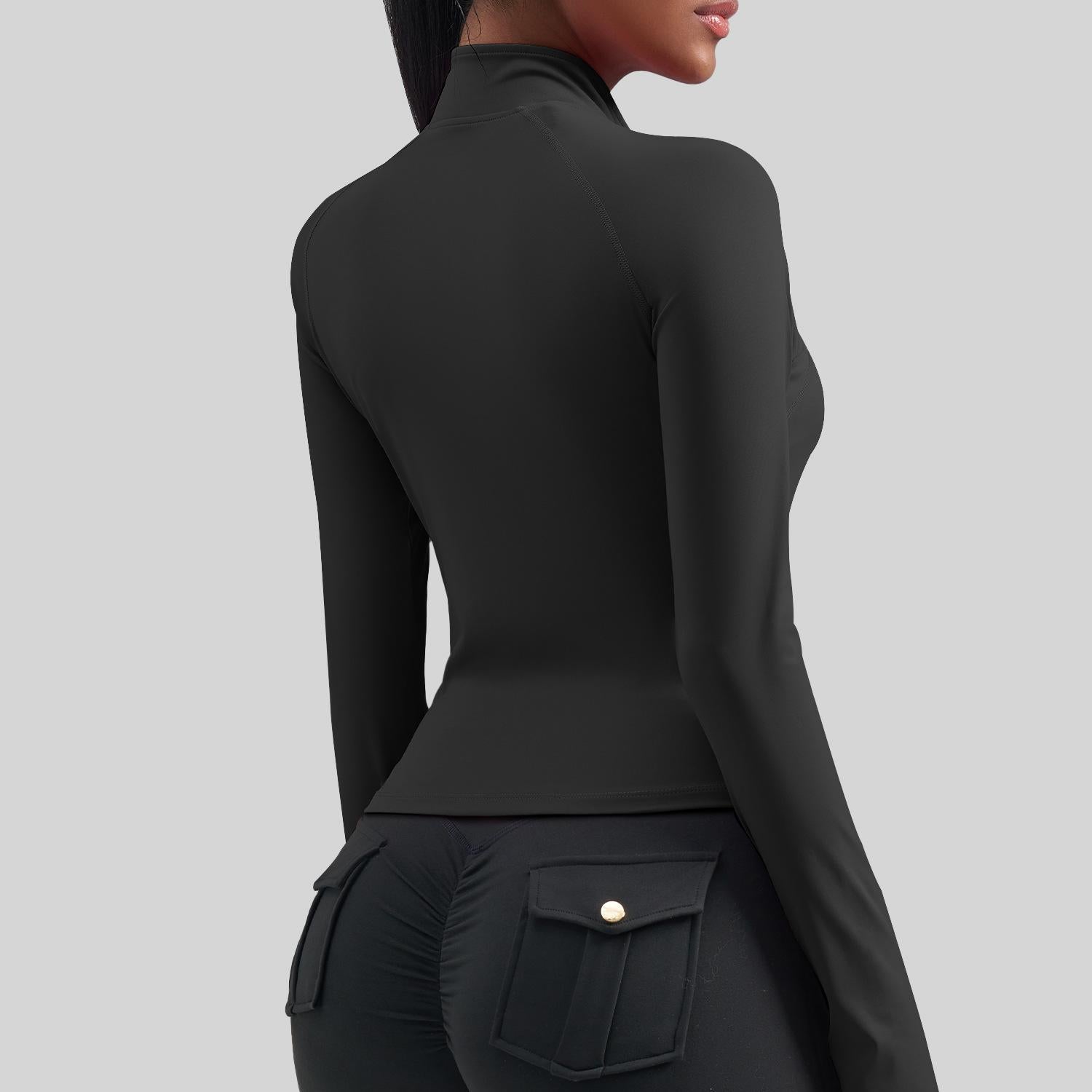 Lila Zen Women's Plus Size Zipper Elastic Fit Bodycon Sports Jacket Yoga Wear