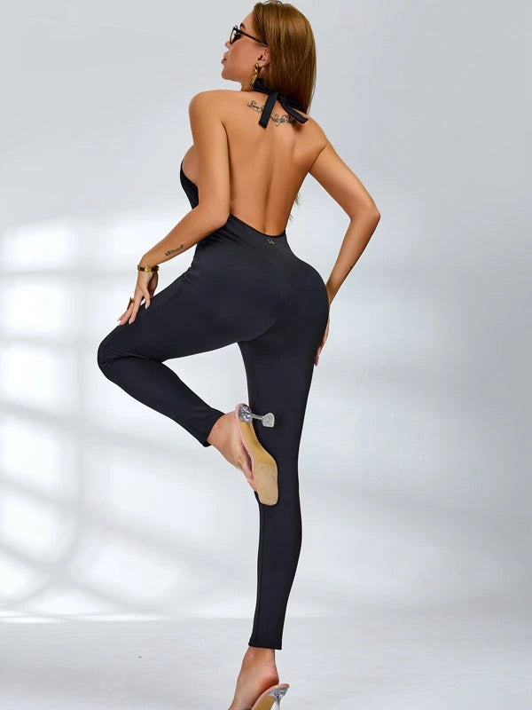 Flower Cutout Backless Jumpsuits