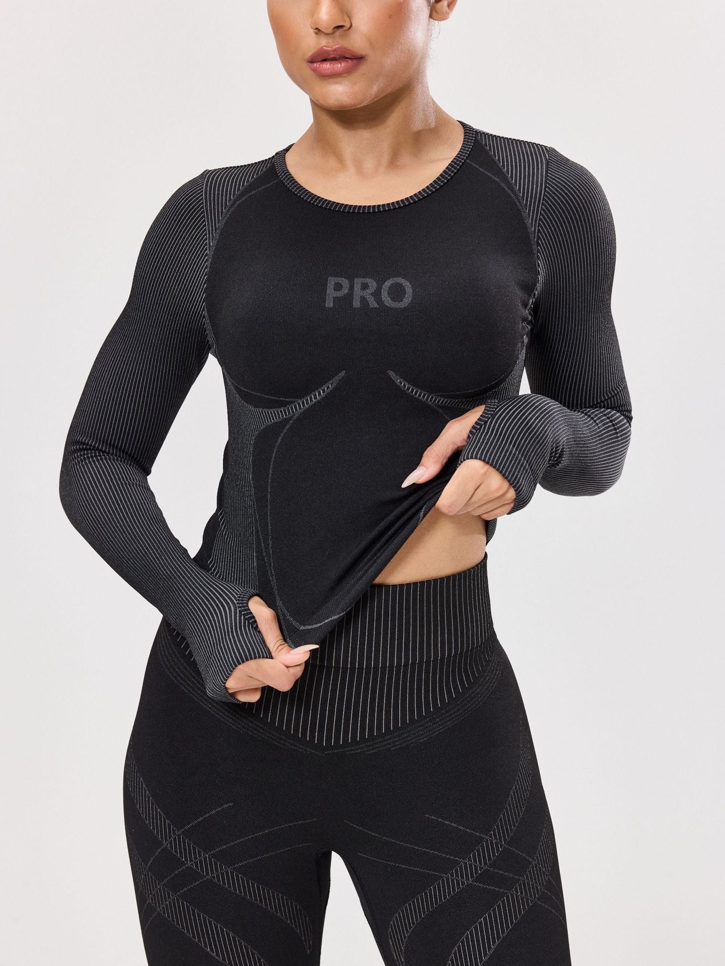 Lila Zen Striped Seamless Quick-Drying Fitted Waist-Slimming Sports Yoga Wear