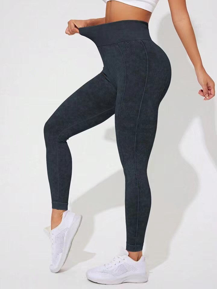 Lila Zen Seamless Ribbed Slim Fit Hip-Lifting Fitness Yoga Exercise Pants