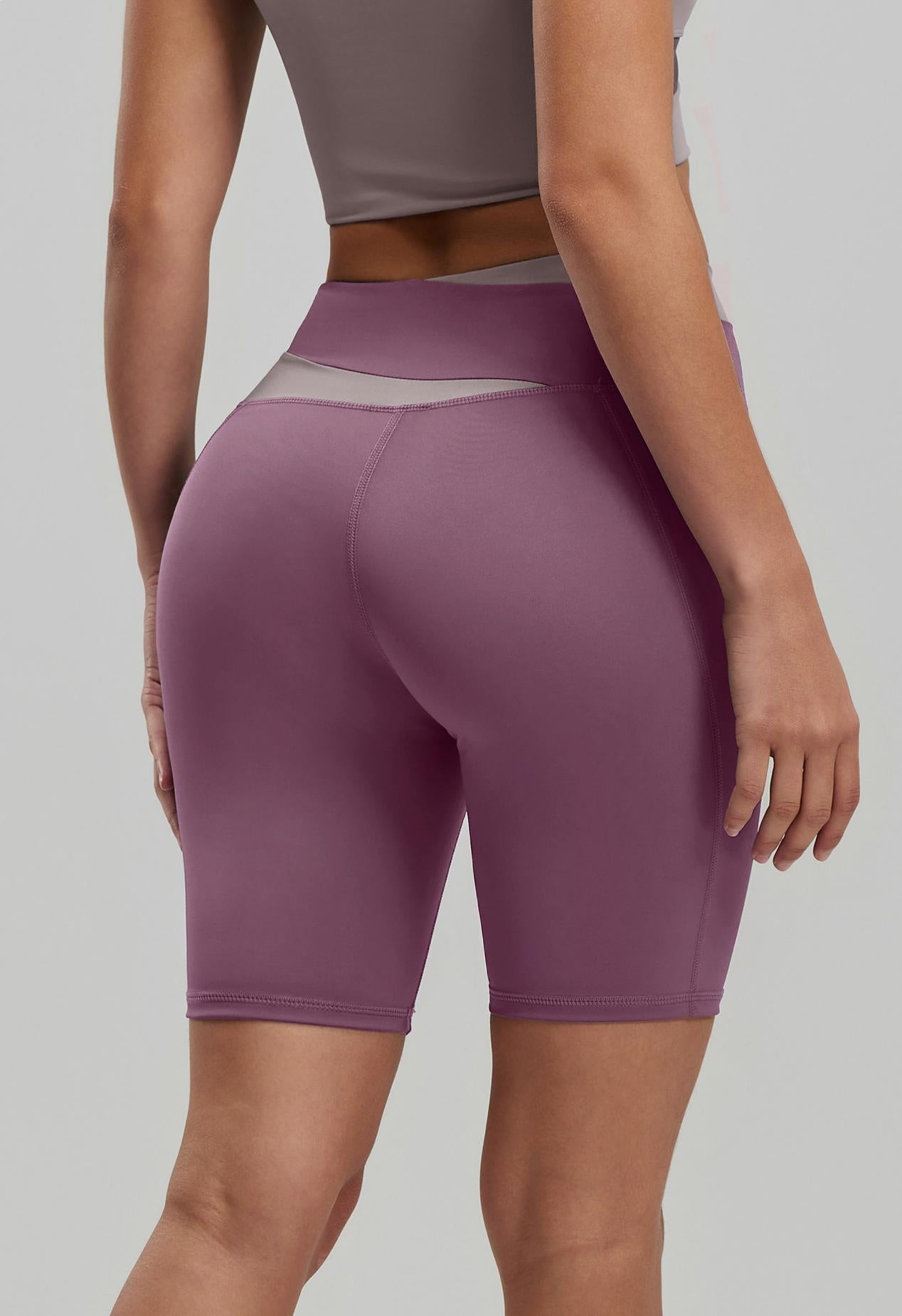 Lila Zen Color Block High-Elasticity Hip-Lifting and Shaping Yoga Shorts