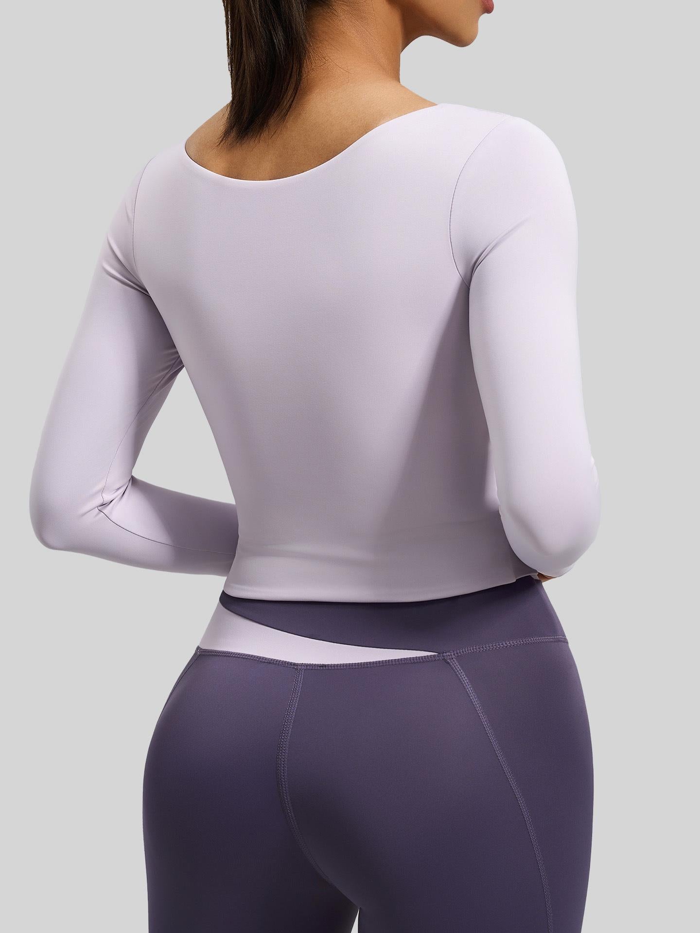 Lila Zen Peach Color Block Yoga Long Sleeve