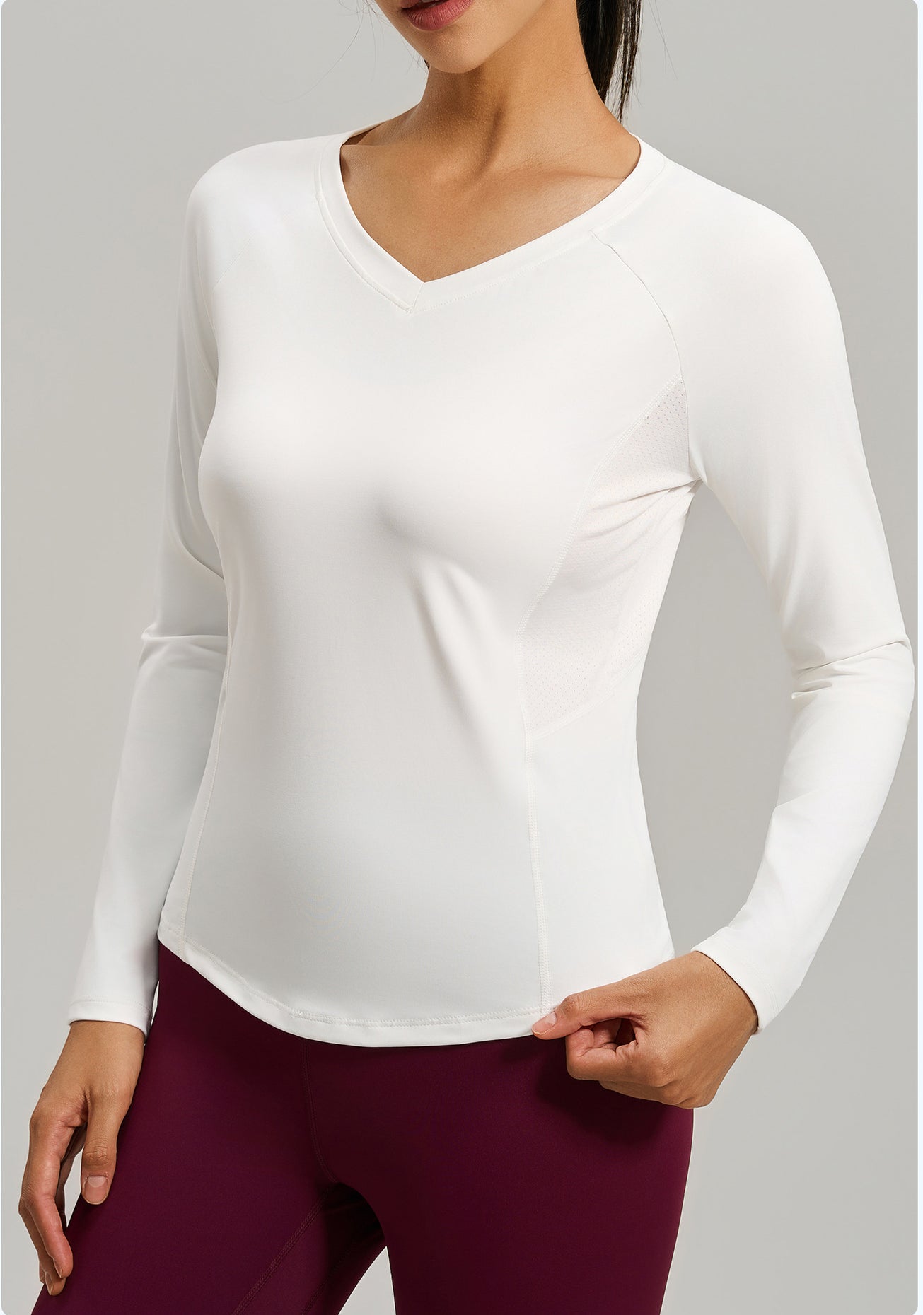 Lila Zen Backless Mesh V-Neck Yoga Fitness Long-Sleeve Top