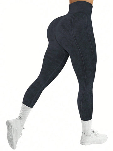 Lila Zen Seamless Ribbed Slim Fit Hip-Lifting Fitness Yoga Exercise Pants