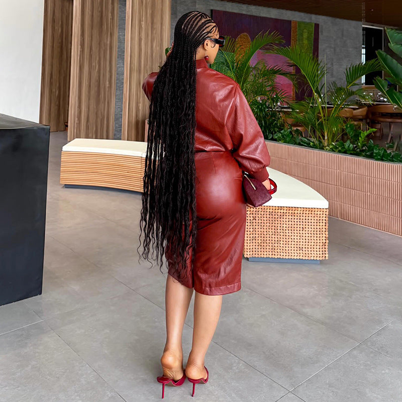 Faux Leather Zip Bomber & Bermuda Shorts Set