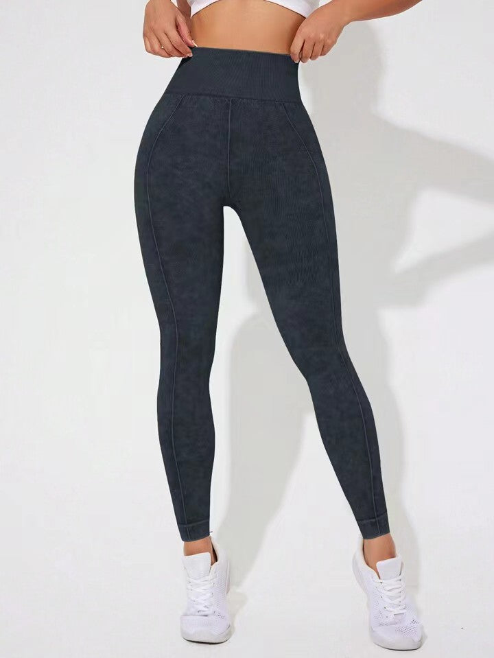 Lila Zen Seamless Ribbed Slim Fit Hip-Lifting Fitness Yoga Exercise Pants