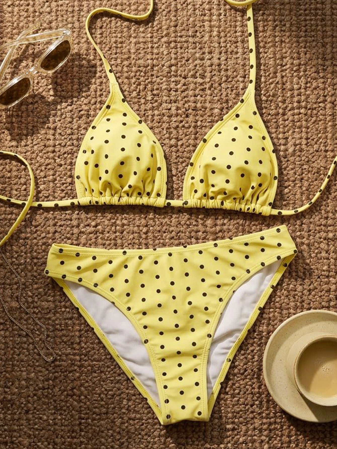 Lila Zen Polka Dot Triangle Bikini Set