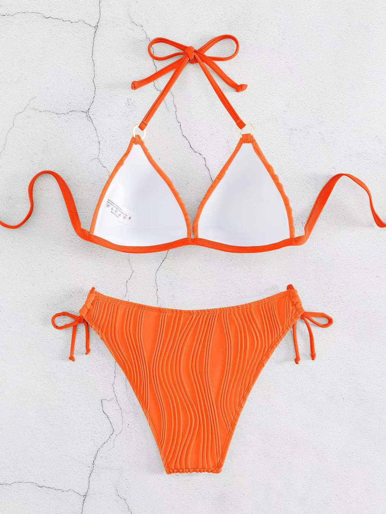 Ribbed Push-Up Halter Bikini Set