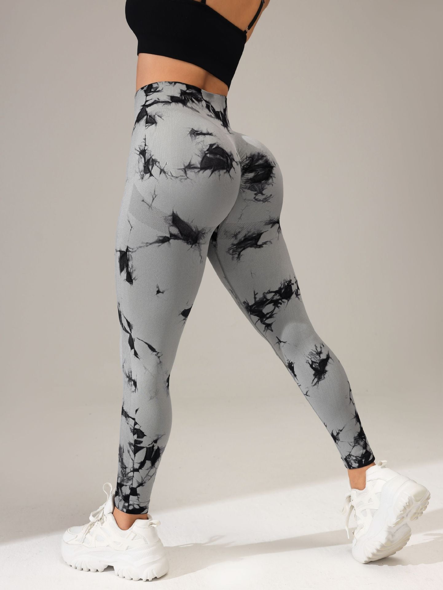 Lila Zen Tie-Dye Seamless Knit Slim Fit Waist-Slimming Hip-Lifting Sports Yoga Pants