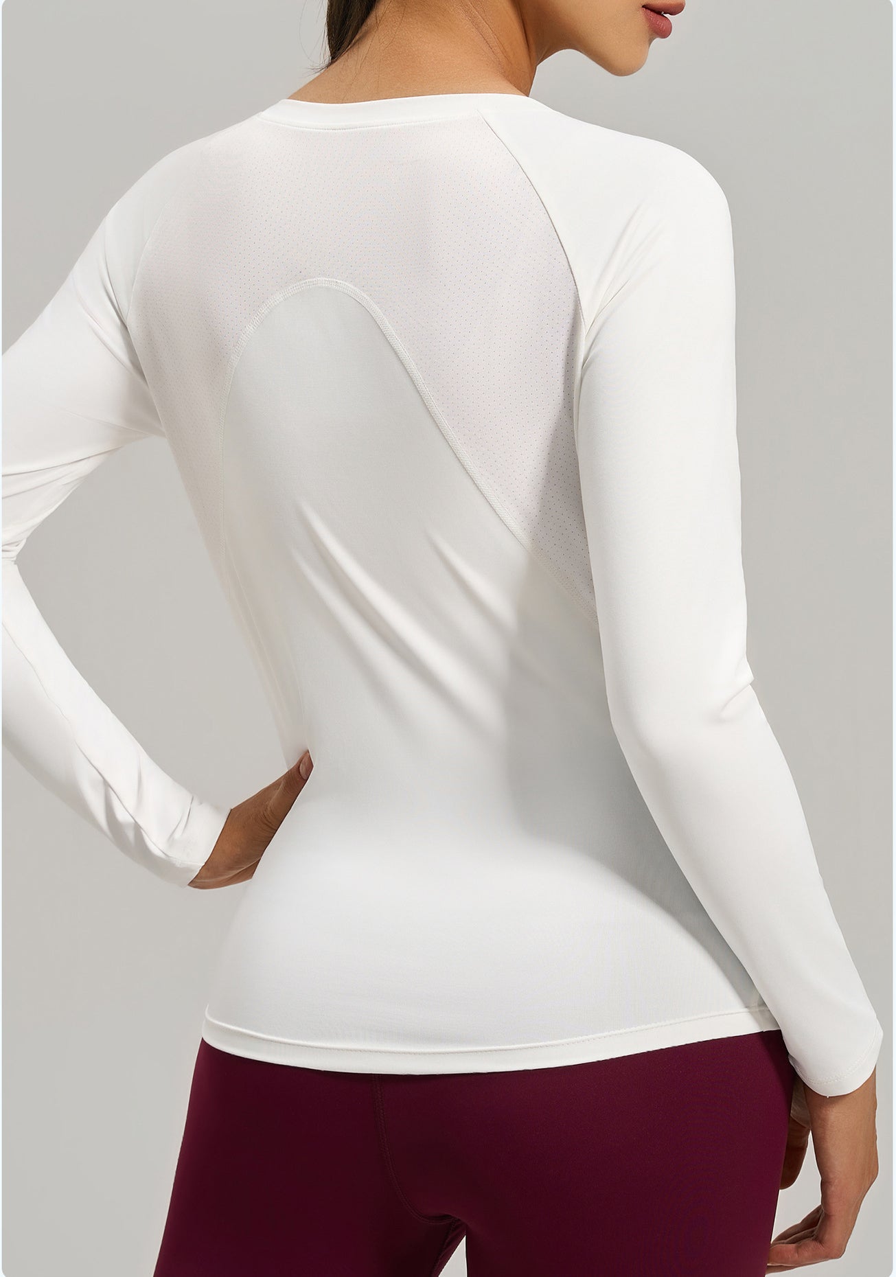 Lila Zen Backless Mesh V-Neck Yoga Fitness Long-Sleeve Top