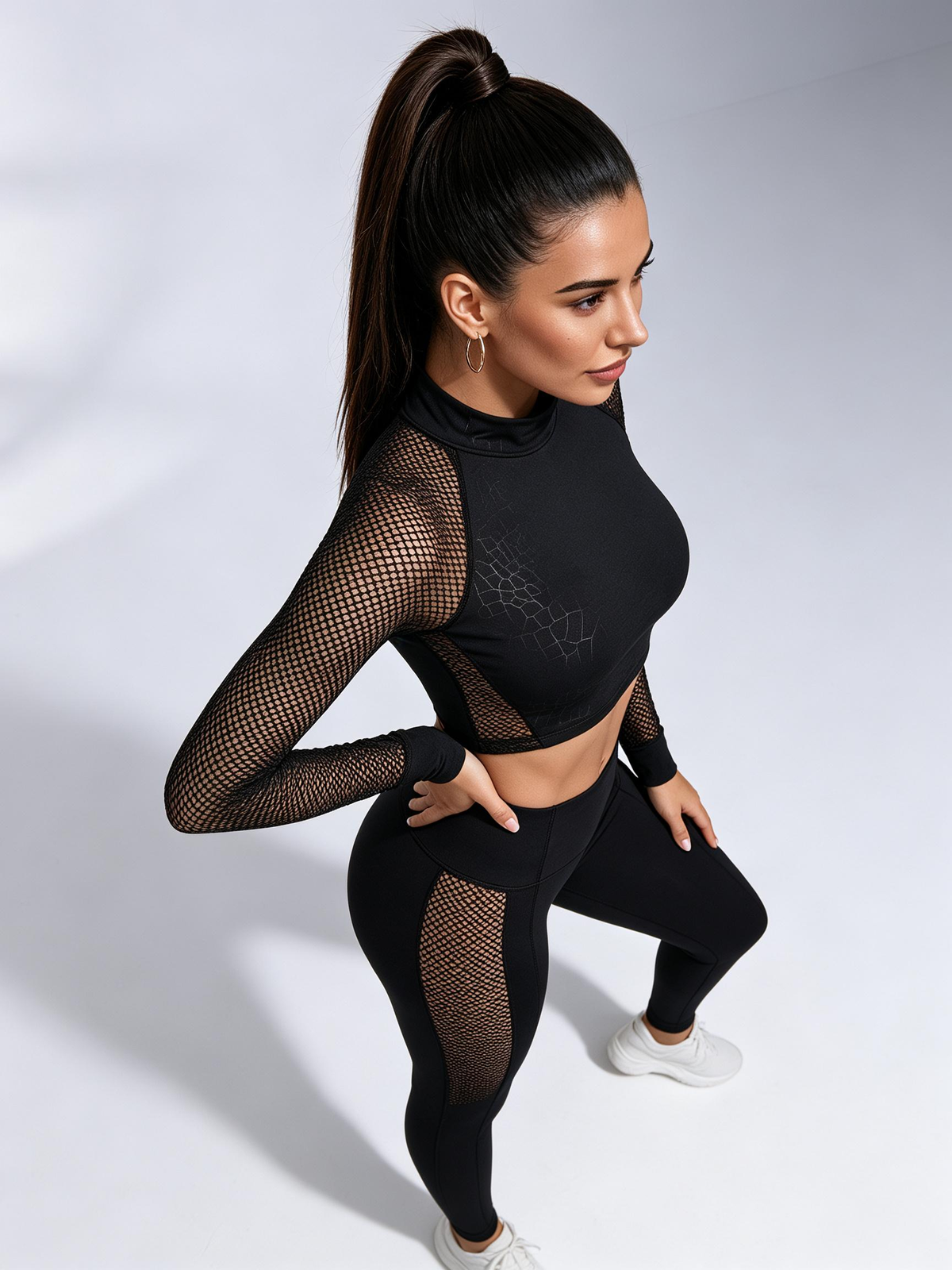 Unique Wildest Leopard Net Style Long Sleeves Tops