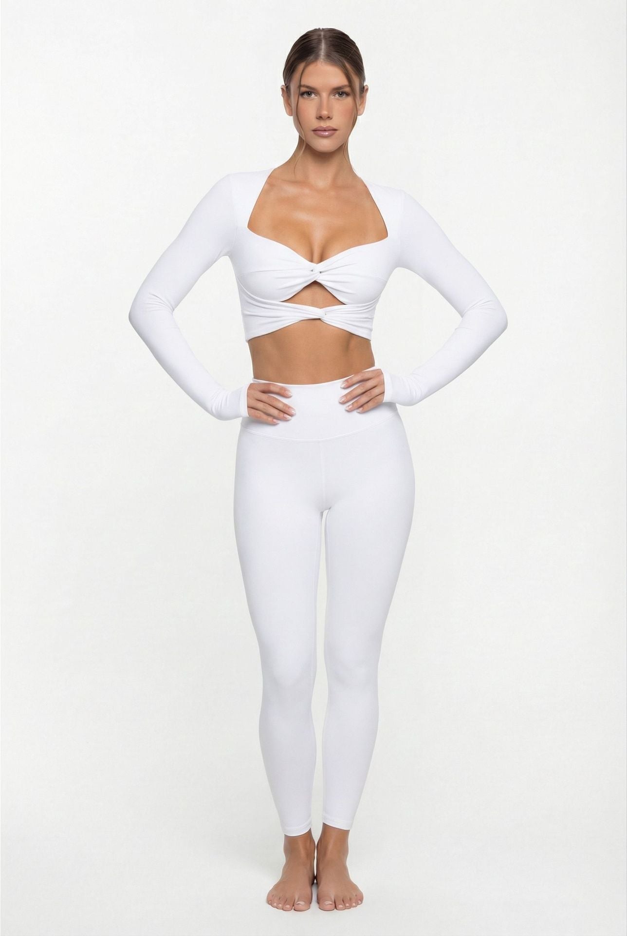 Lila Zen Twist-Front Cutout Long Sleeve Yoga Set