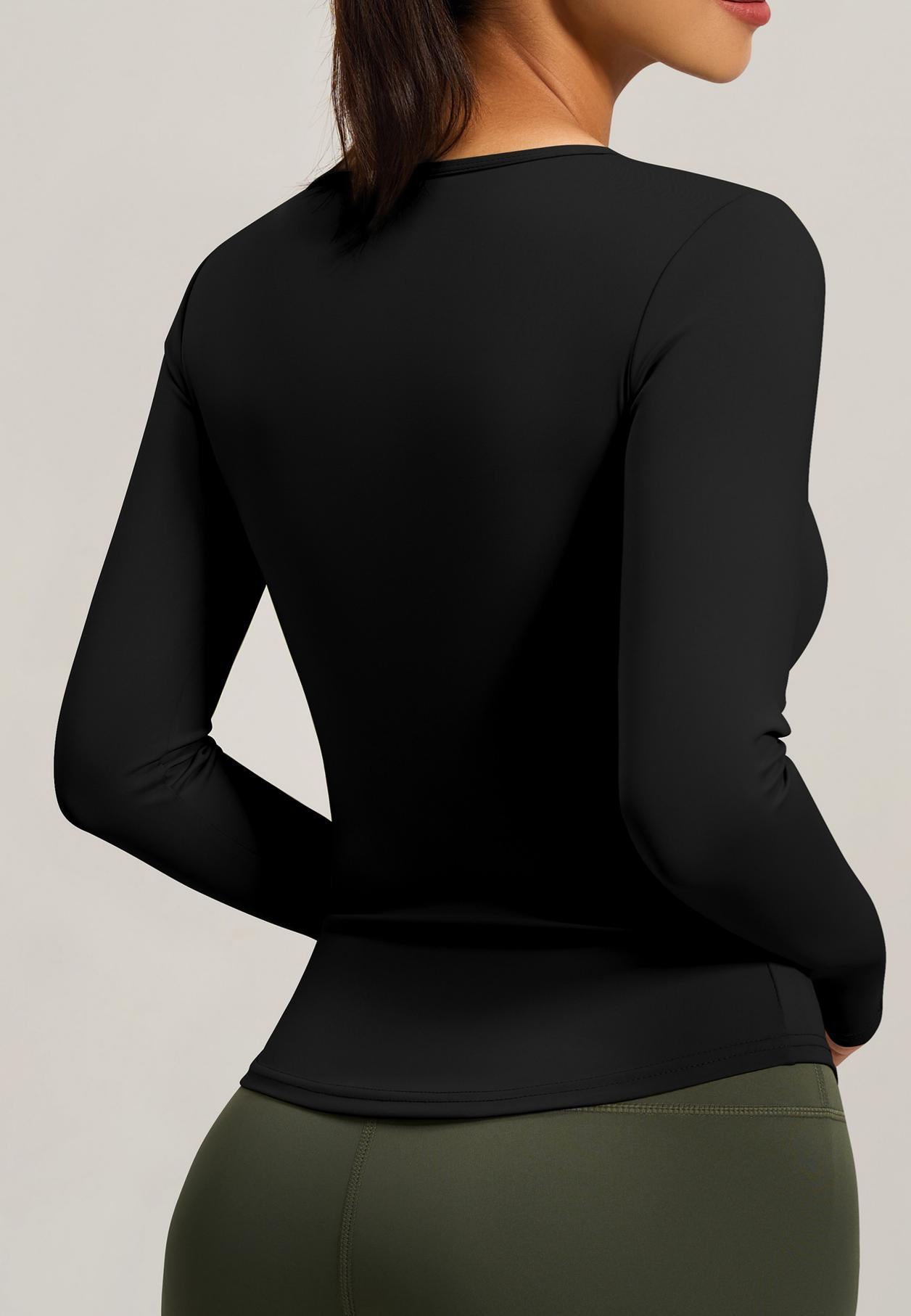 Lila Zen Nude-feel V-neck Fitted Waist Pleated Long-sleeved Yoga Wear