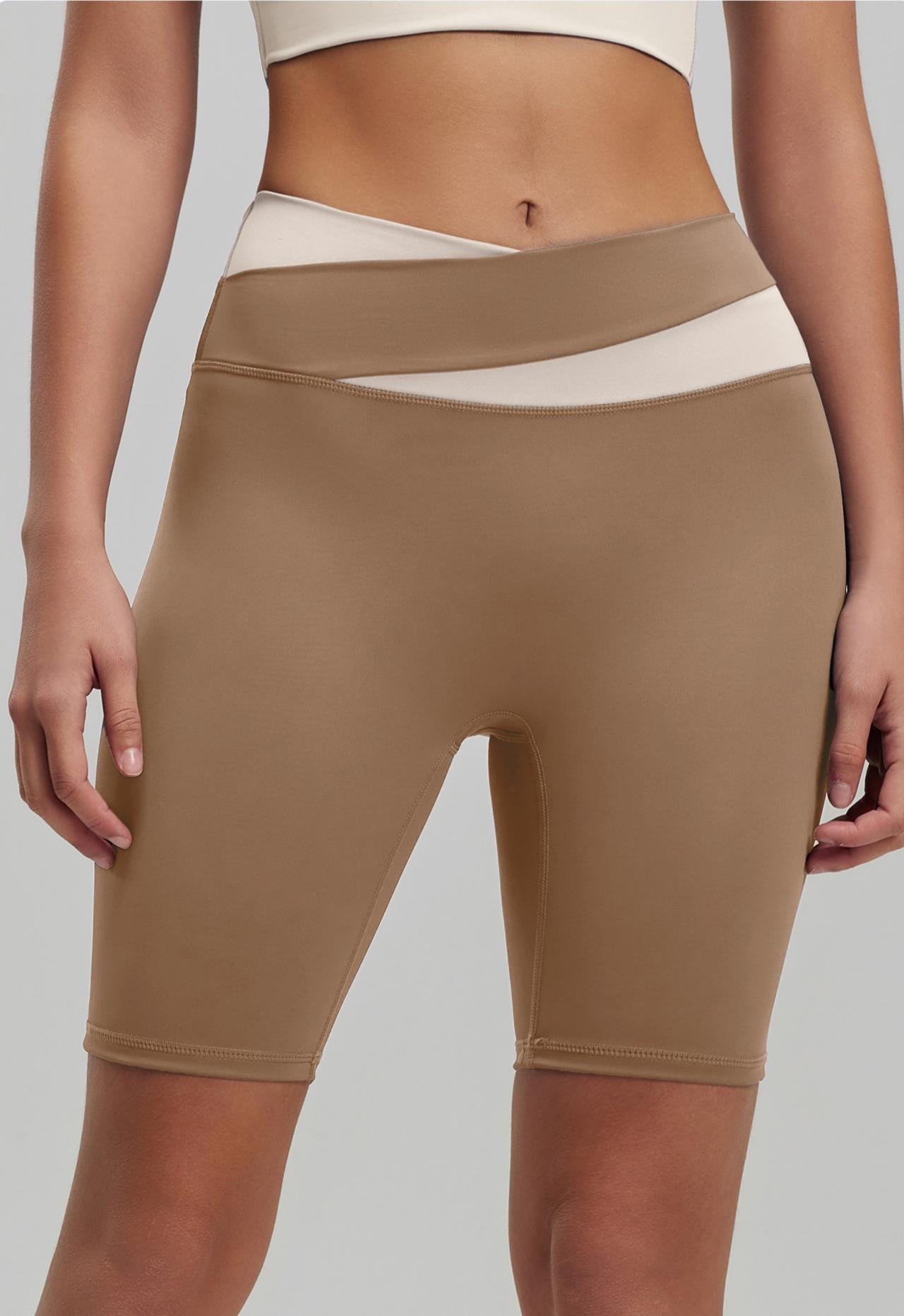 Lila Zen Color Block High-Elasticity Hip-Lifting and Shaping Yoga Shorts