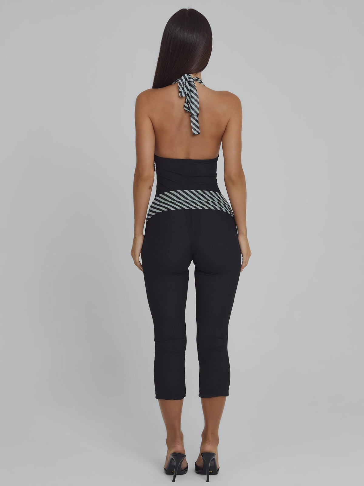 Printed Deep V Halter Jumpsuit