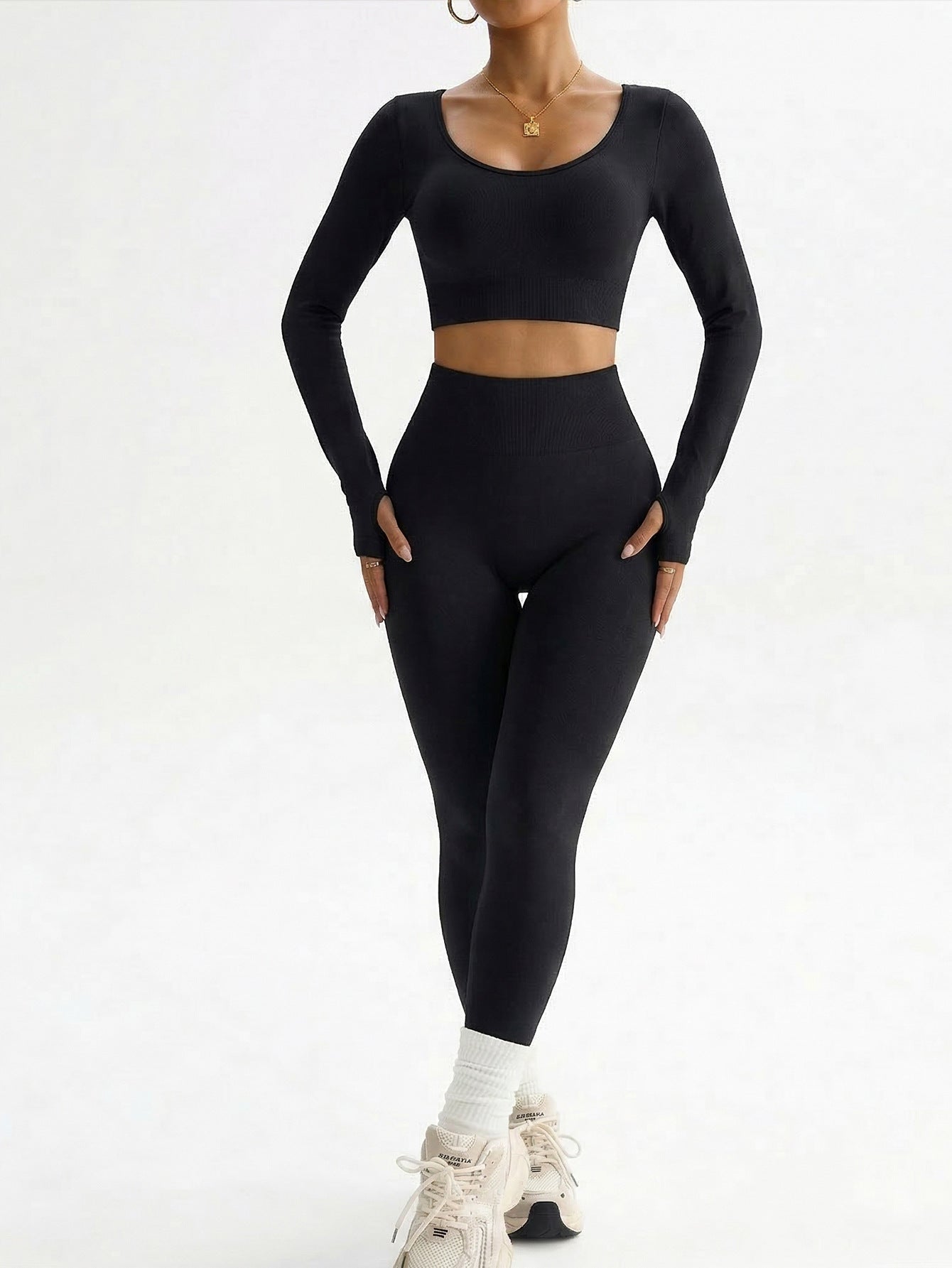 Lila Zen Cross-Back Long Sleeve Sculpting Workout Set