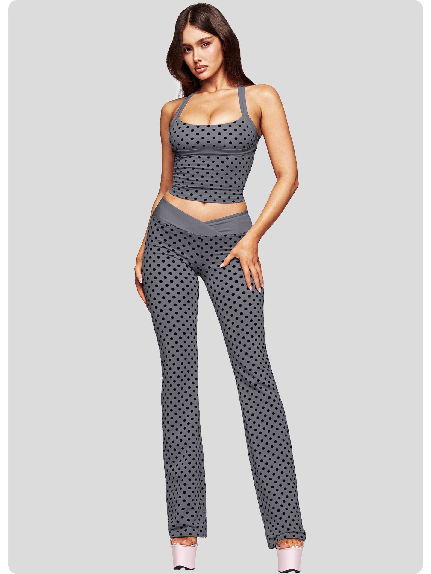 Polka Dot Tank Top & Flare Pants Set