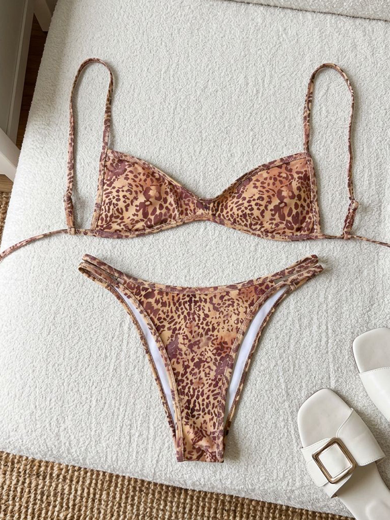 Lila Zen Printed Double-Strap Bralette Bikini Set