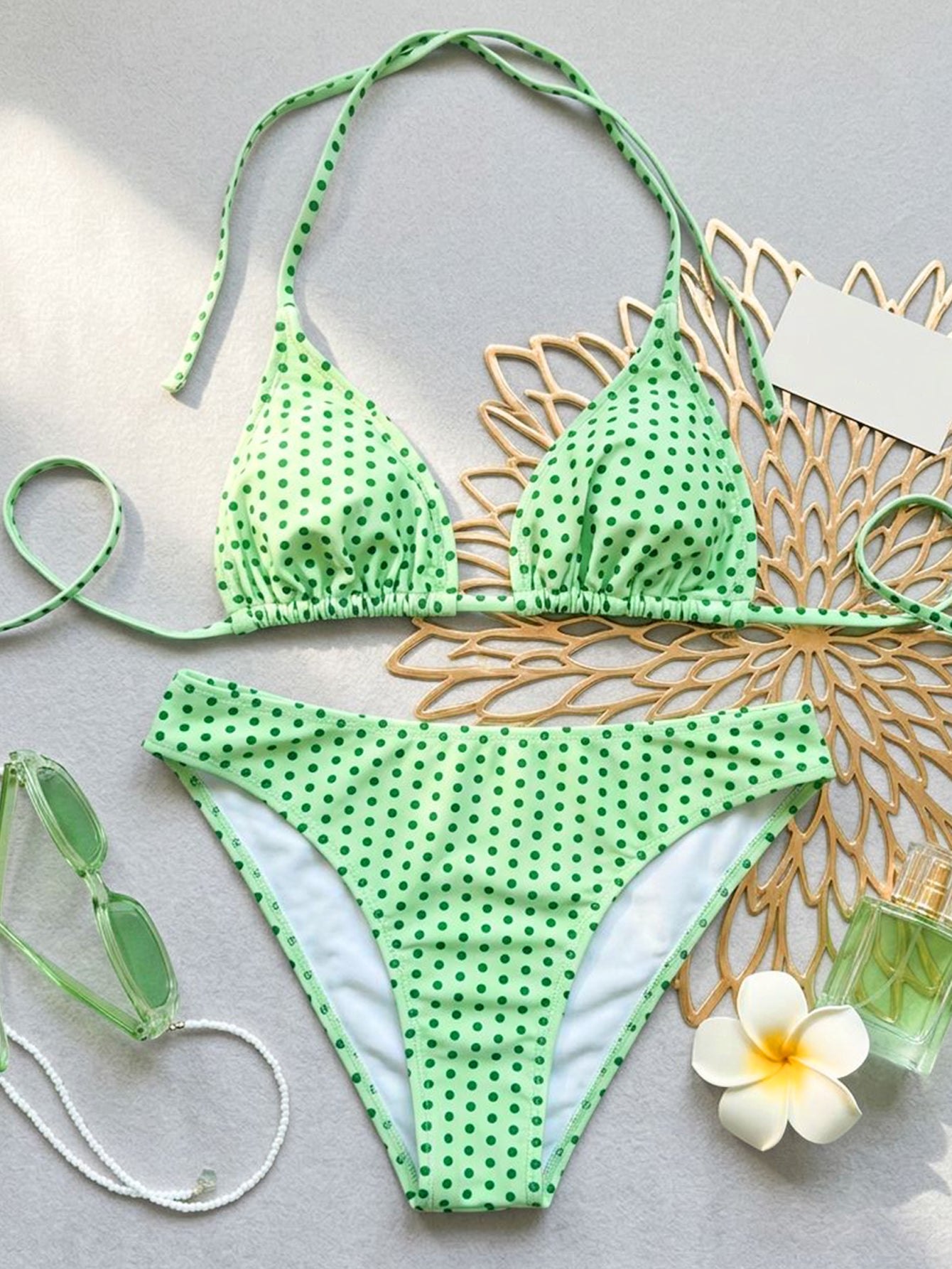 Lila Zen Polka Dot Triangle Bikini Set