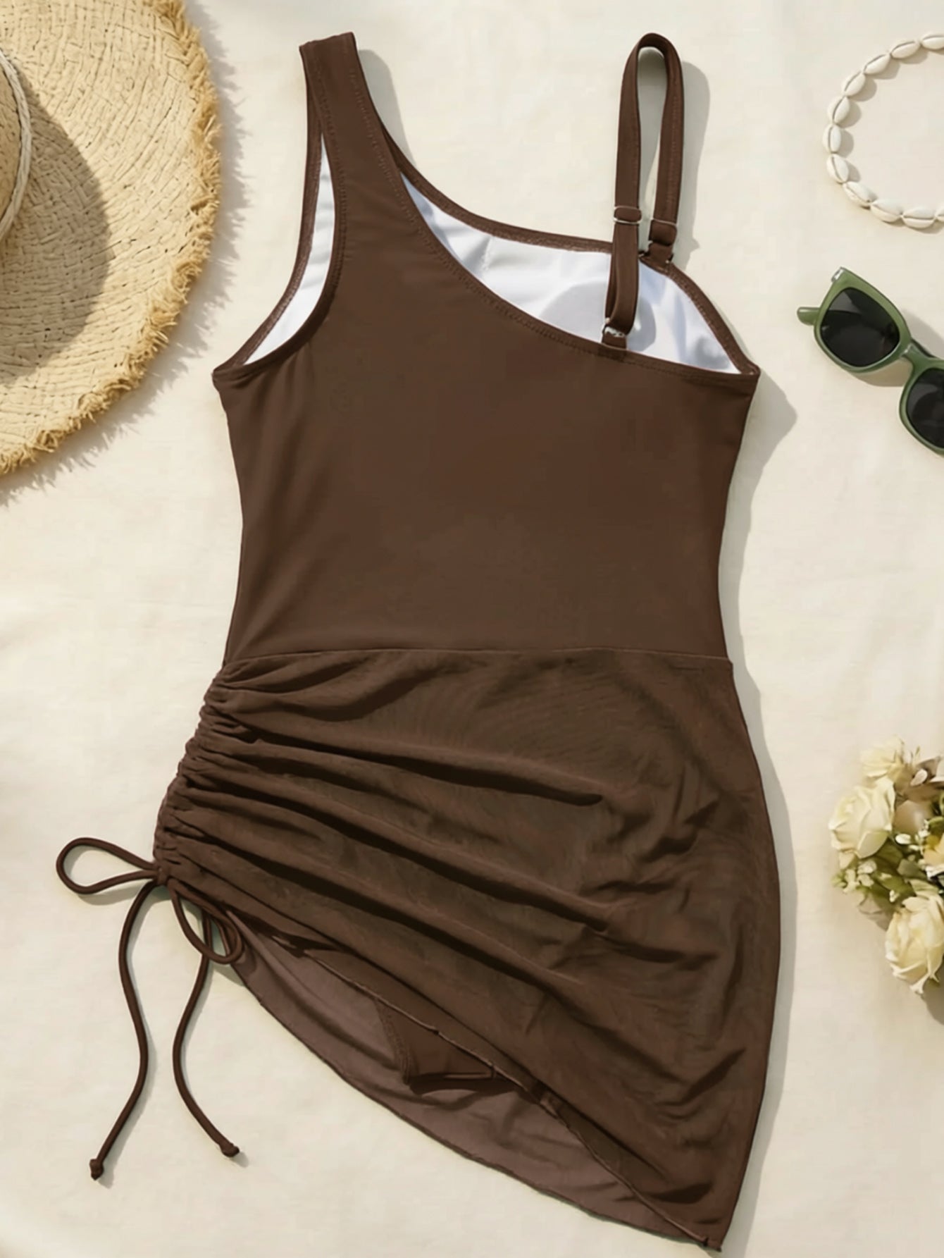 Lila Zen Cutout Mesh Ruched Swim Dress