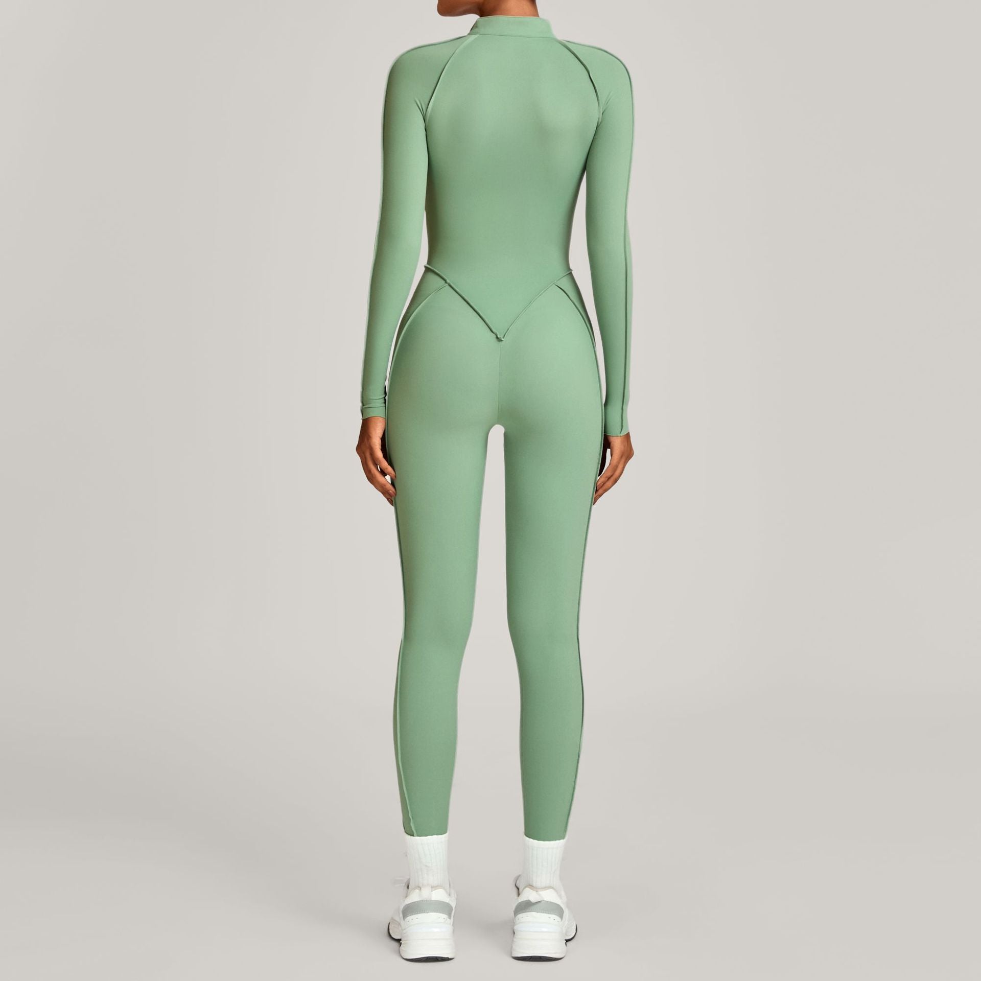 Lila Zen Half-Zip Contour Sculpt Long Sleeve Yoga Jumpsuit