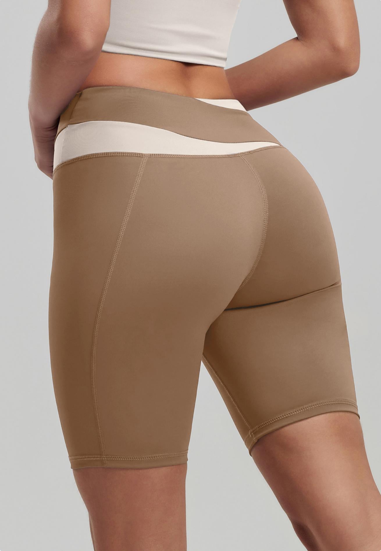 Lila Zen Color Block High-Elasticity Hip-Lifting and Shaping Yoga Shorts
