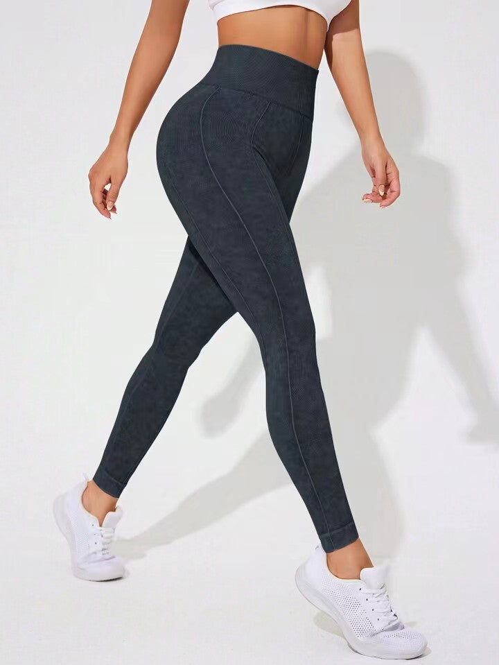 Lila Zen Seamless Ribbed Slim Fit Hip-Lifting Fitness Yoga Exercise Pants