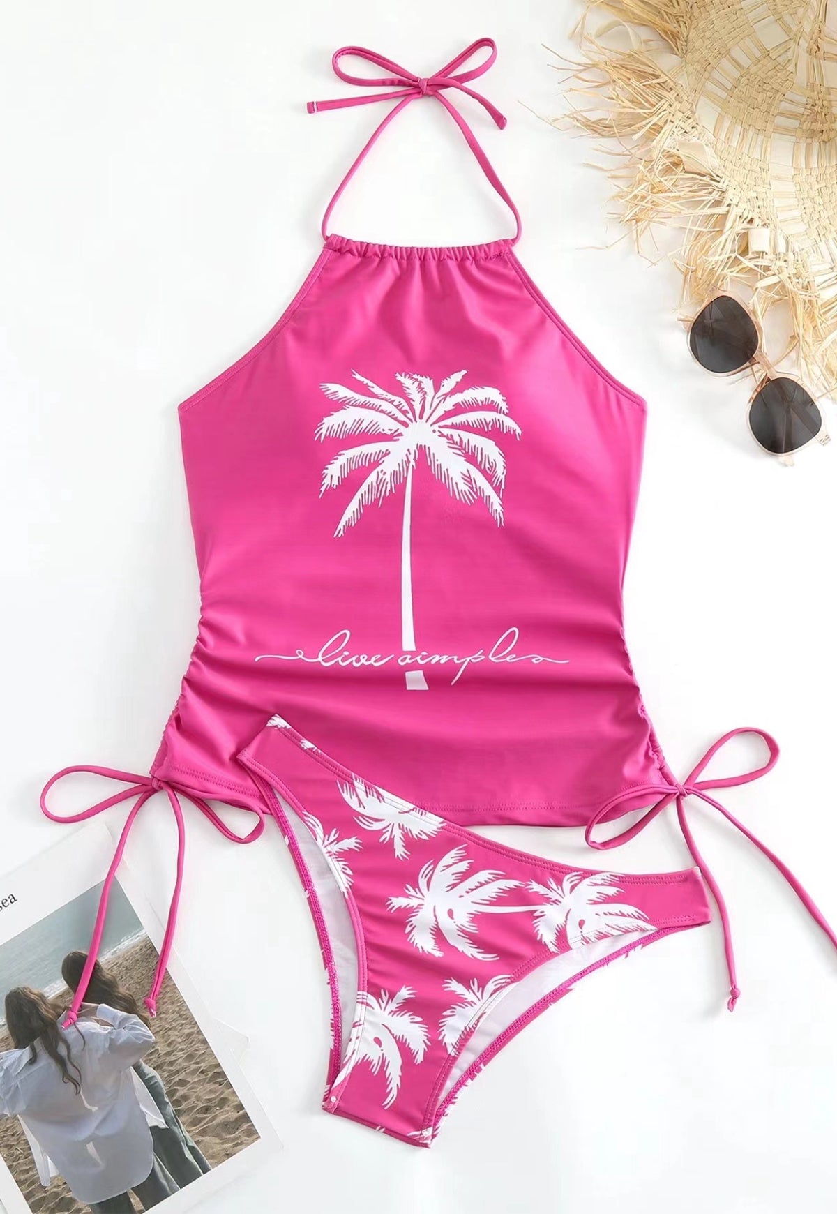 Ruched Halter Tankini Set