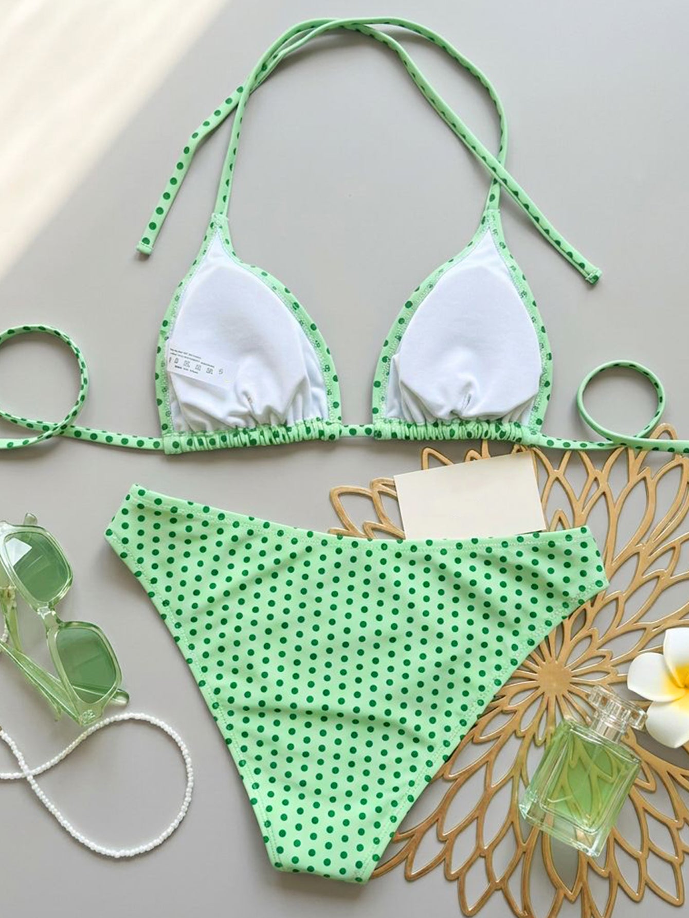 Lila Zen Polka Dot Triangle Bikini Set