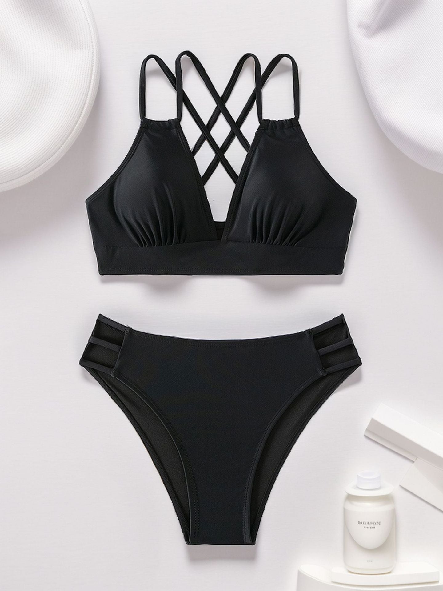 Strappy Crossback High-Waist Bikini Set