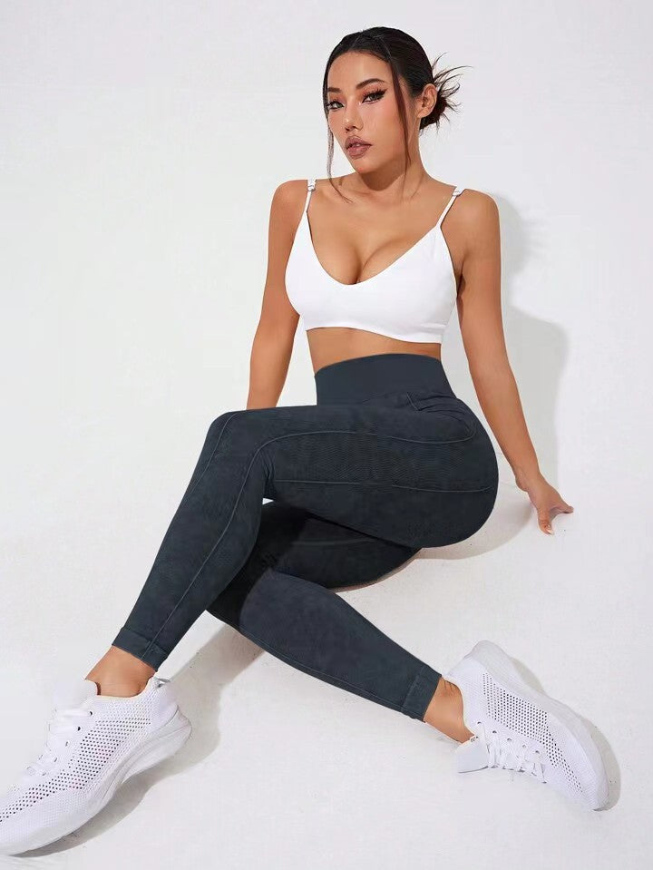 Lila Zen Seamless Ribbed Slim Fit Hip-Lifting Fitness Yoga Exercise Pants
