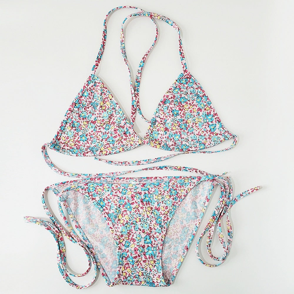 Multi-Print Sliding Triangle Tie-Side Bikini Set