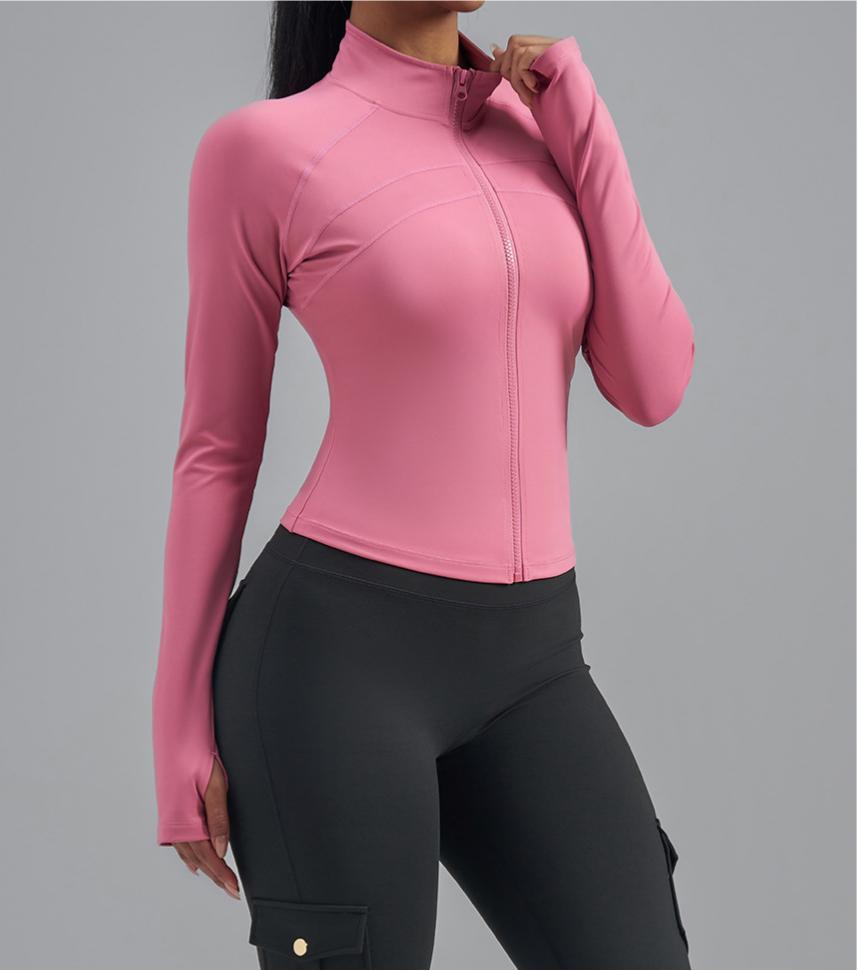 Lila Zen Women's Plus Size Zipper Elastic Fit Bodycon Sports Jacket Yoga Wear