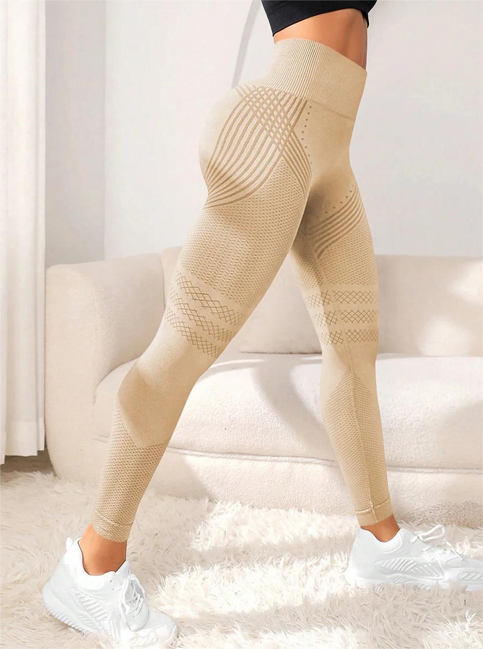 Lila Zen Seamless High-Waisted Mesh Texture Hip-Lifting Slimming Yoga Cycling Pants
